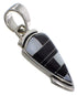 Black Jade Mother Of Pearl Inlay Sterling Silver Slide Pendant NS42694